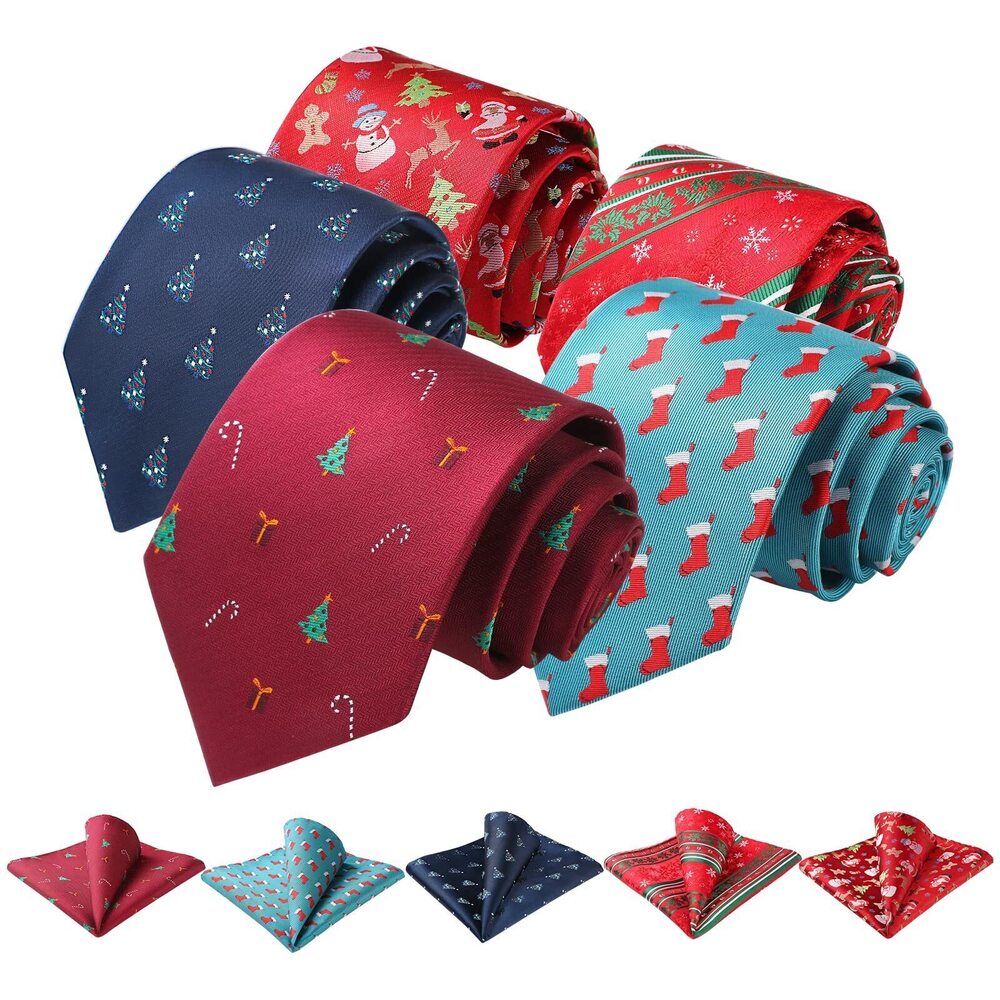 8344 Festival Christmas Tie Holiday Funny Lot 5CPS Silk Woven Neckties &